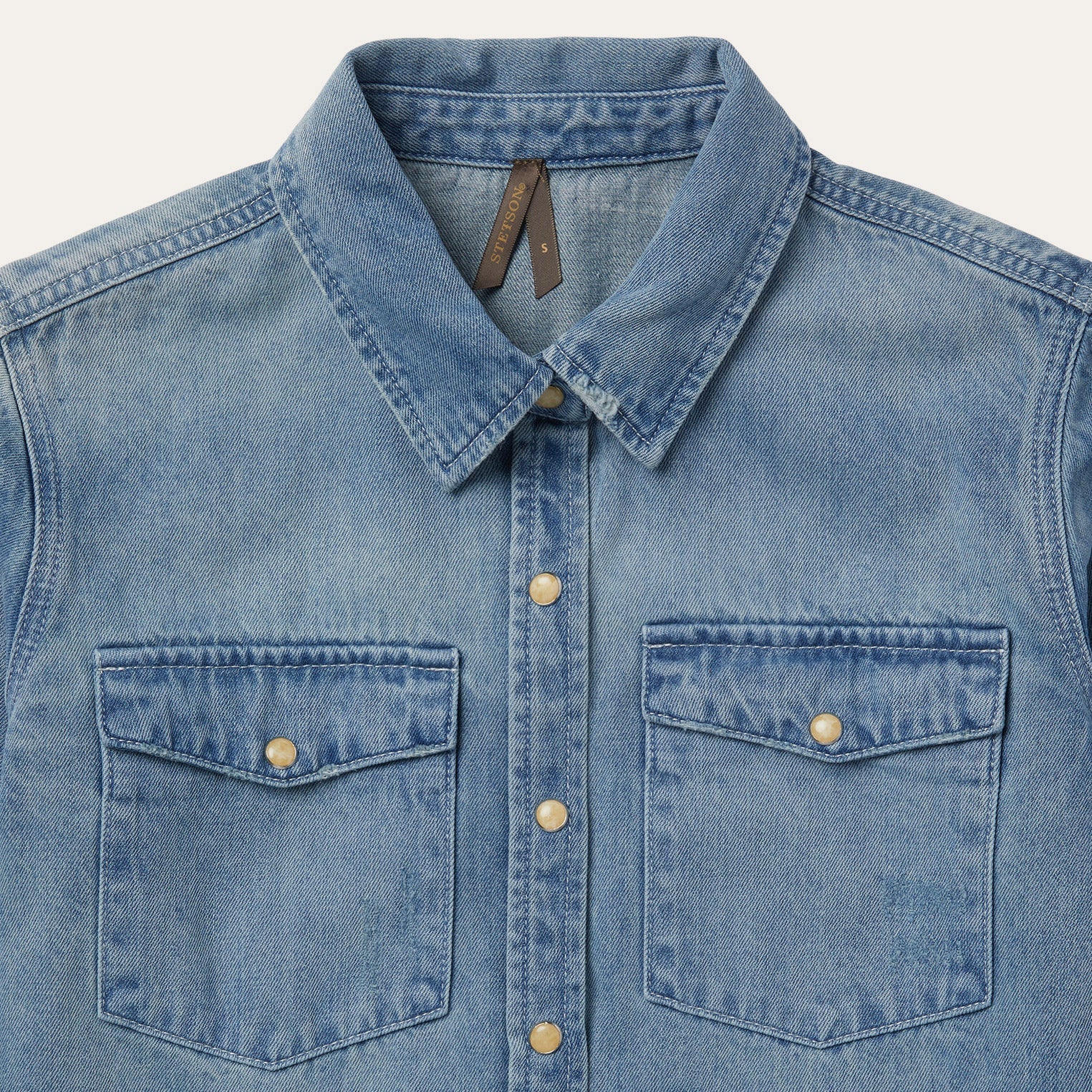 Loose Fit Denim Snap-Front Shirt Blue | Stetson Women