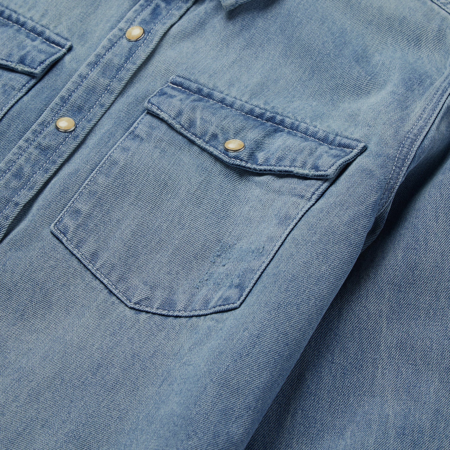 Loose Fit Denim Snap-Front Shirt Blue | Stetson Women