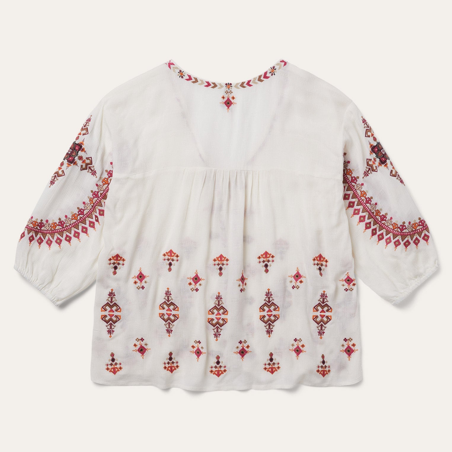 Dobby Peasant Blouse White | Stetson Women
