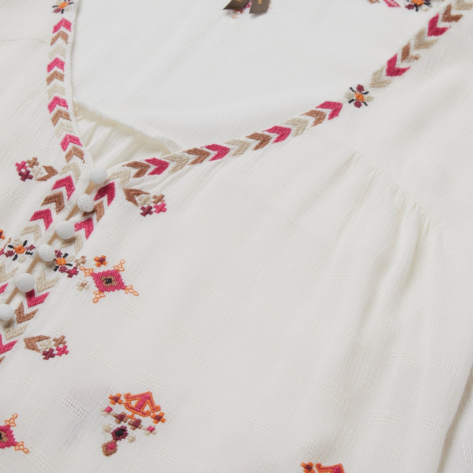 Dobby Peasant Blouse White | Stetson Women