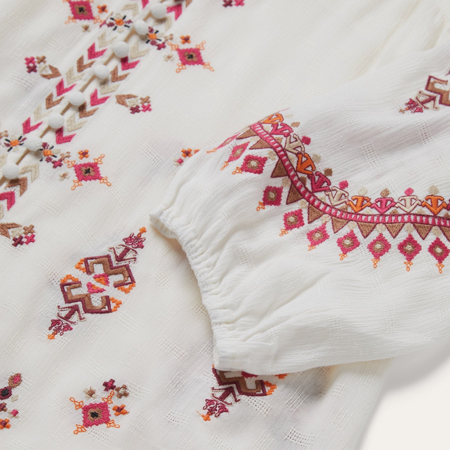 Dobby Peasant Blouse White | Stetson Women
