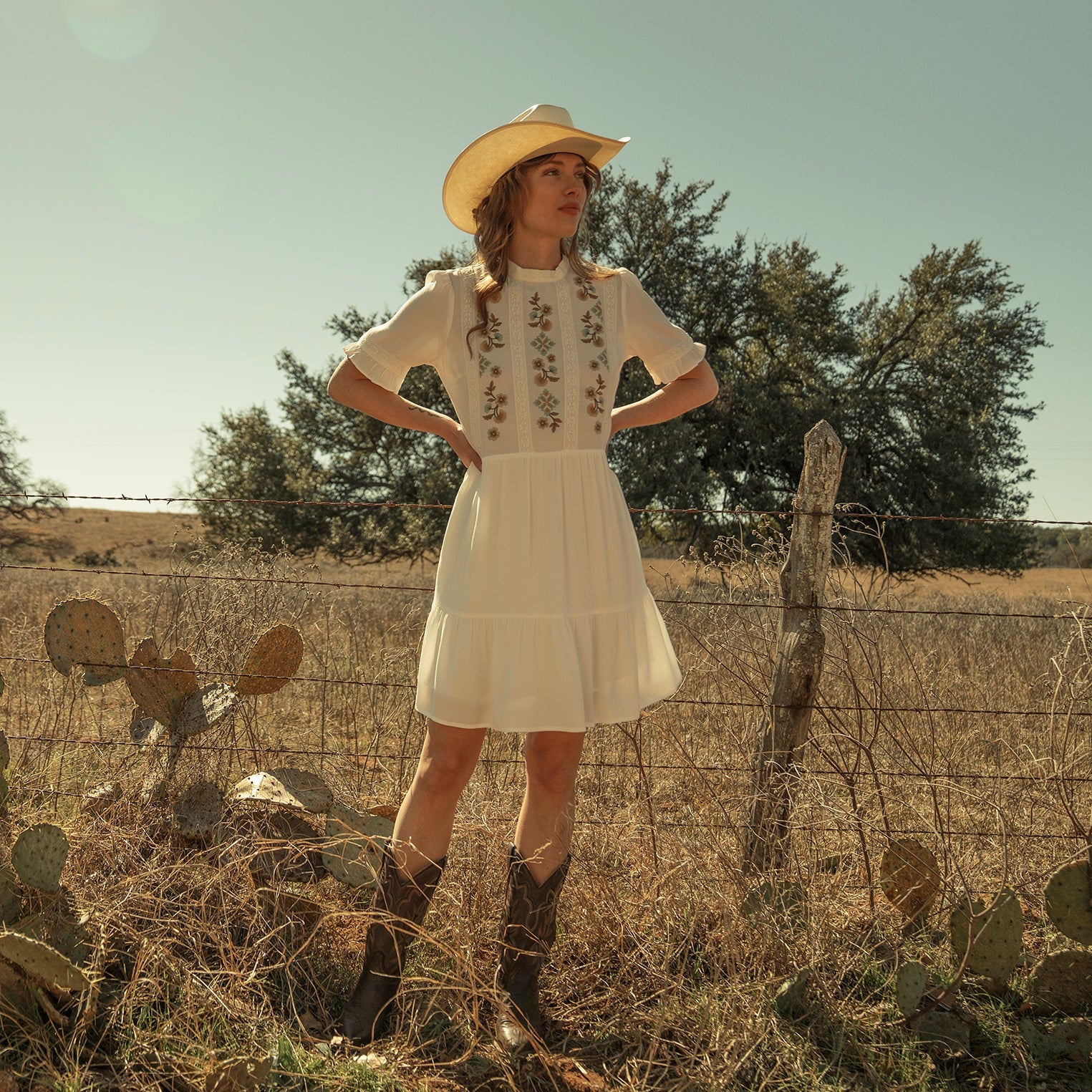 Flat Weave Dress White | Stetson Women