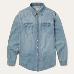 Long-Sleeved Denim Shirt Blue | Stetson Men
