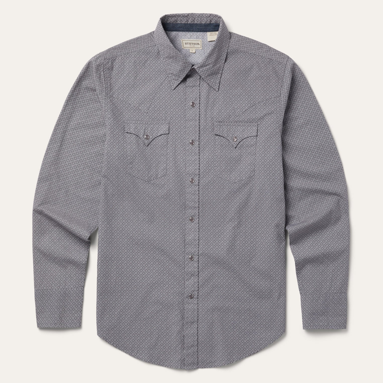 Diamond Print Western Shirt Grey | Stetson Men