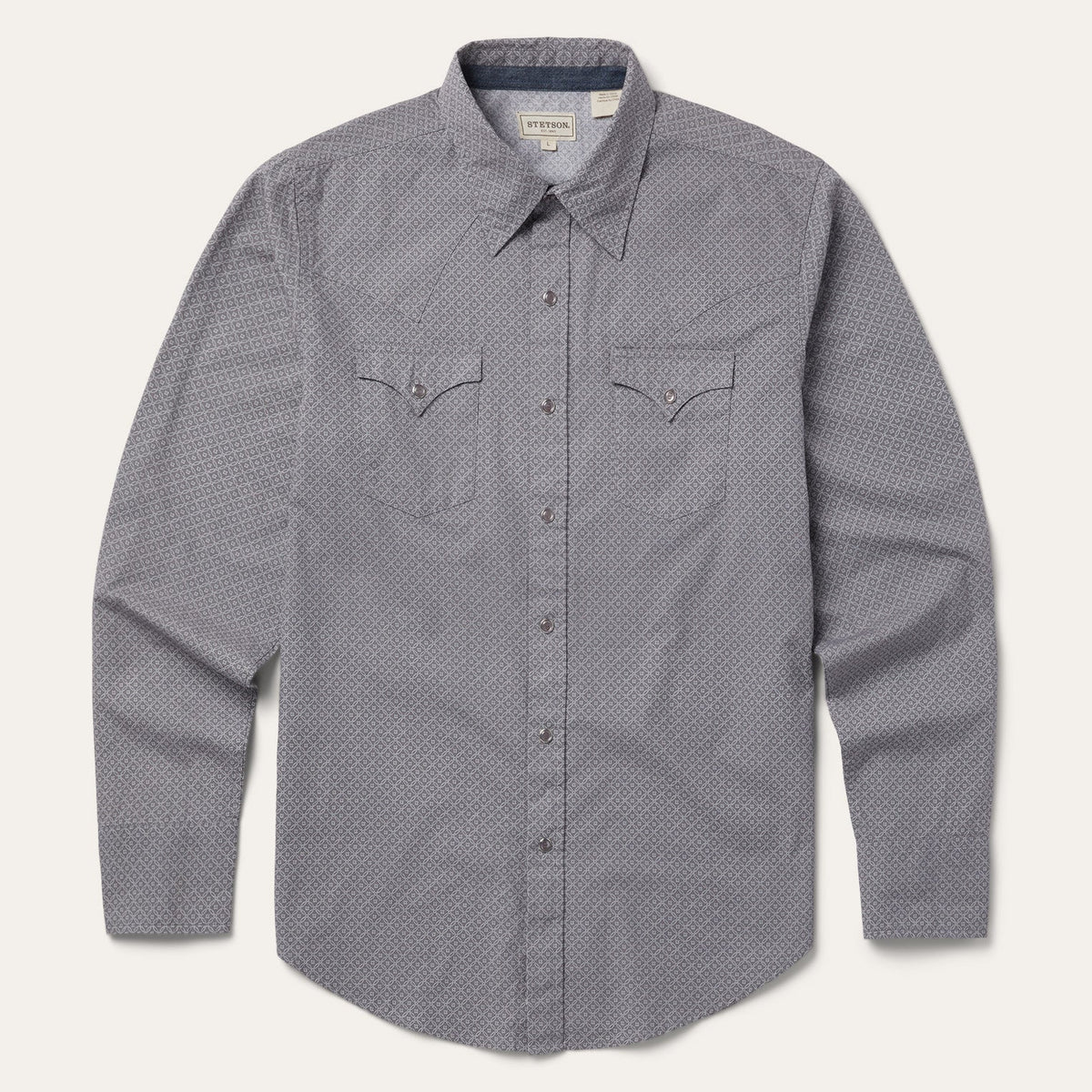 Diamond Print Western Shirt Grey | Stetson Men