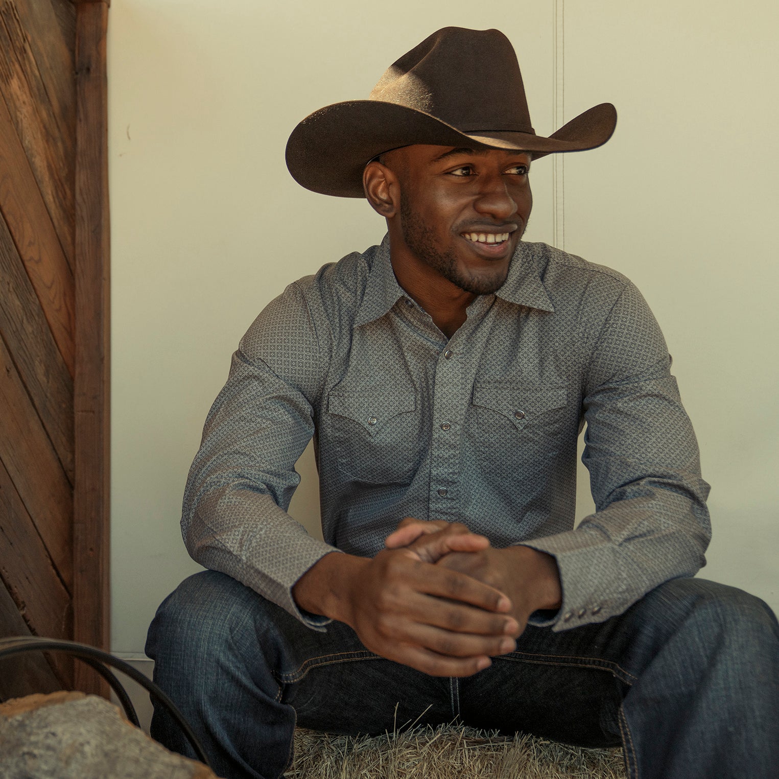 Diamond Print Western Shirt Grey | Stetson Men