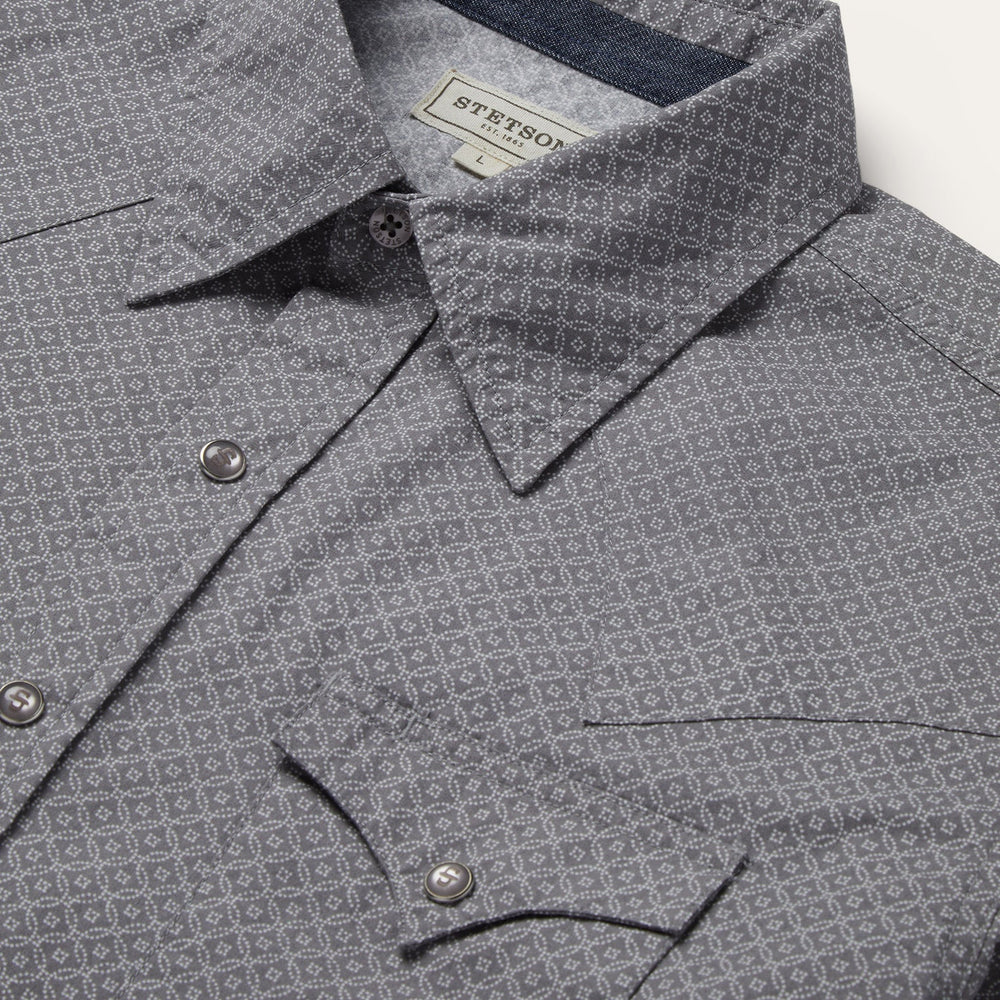 Diamond Print Western Shirt Grey | Stetson Men