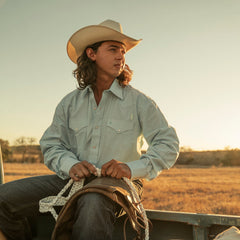 Geo Western Shirt Blue | Stetson Men