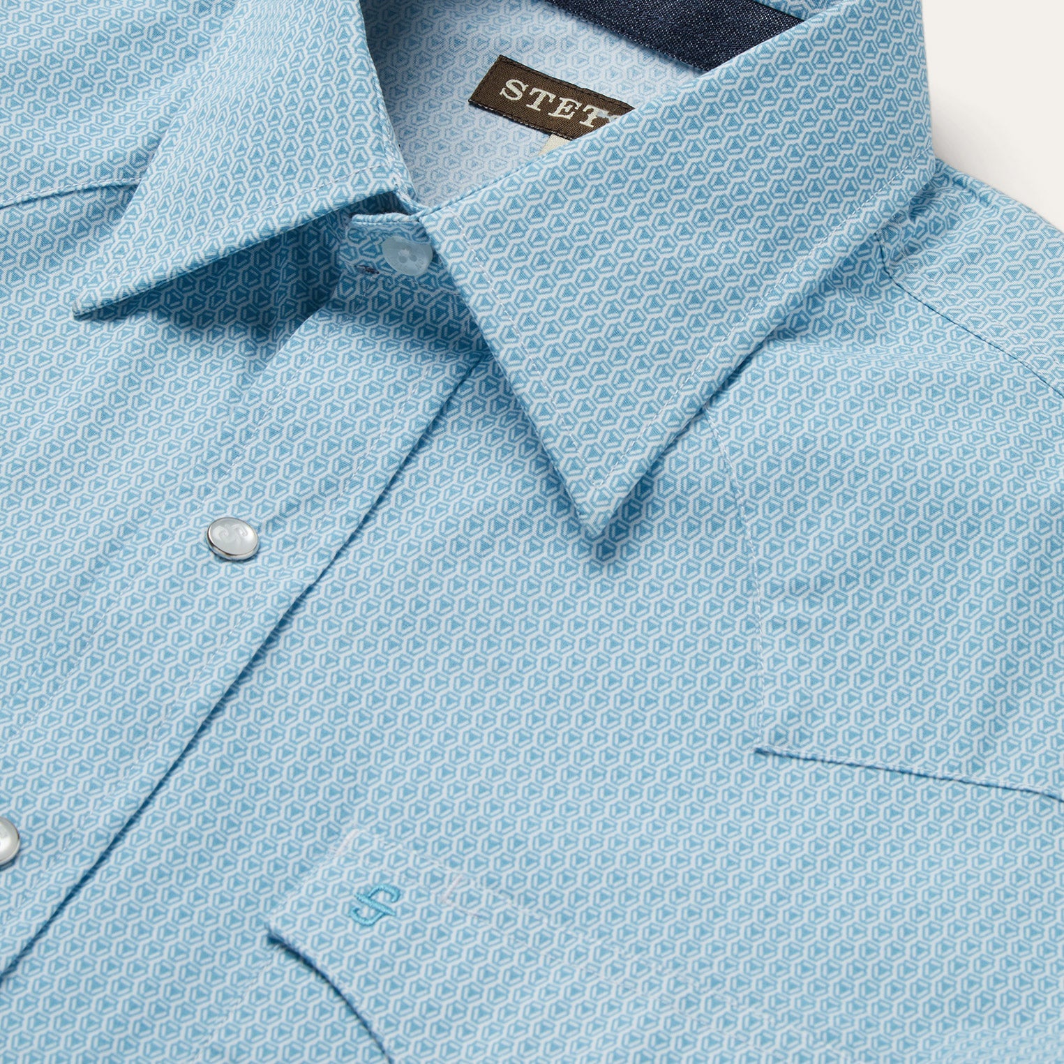Geo Western Shirt Blue | Stetson Men