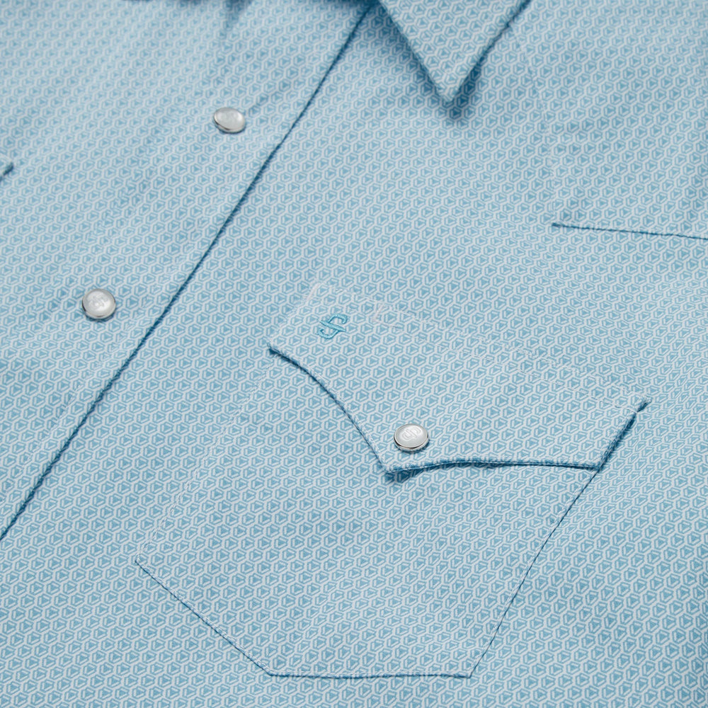 Geo Western Shirt Blue | Stetson Men