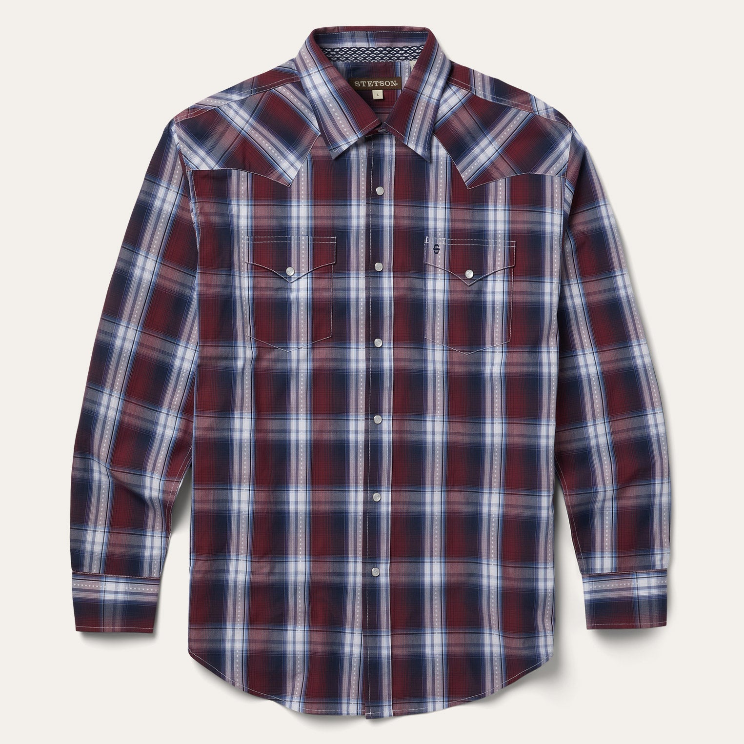 Good Luck Plaid Western Shirt Wine | Stetson Men