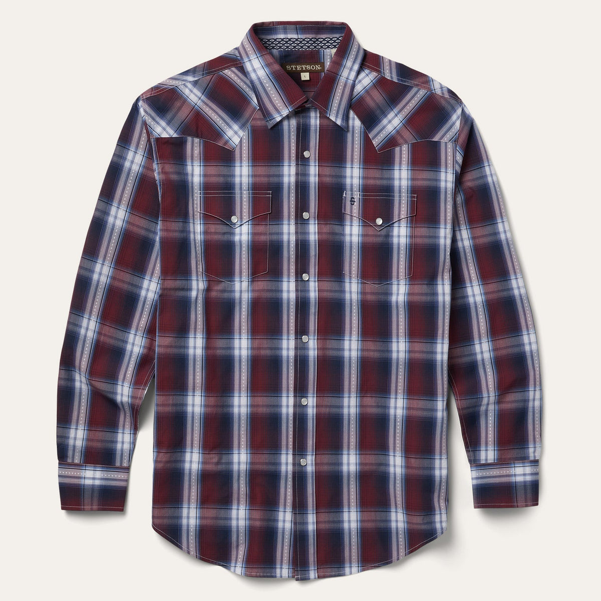 Good Luck Plaid Western Shirt Wine | Stetson Men