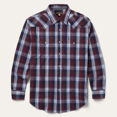 Good Luck Plaid Western Shirt Wine | Stetson Men