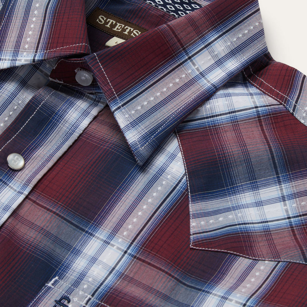 Good Luck Plaid Western Shirt Wine | Stetson Men