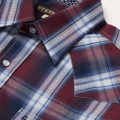 Good Luck Plaid Western Shirt Wine | Stetson Men