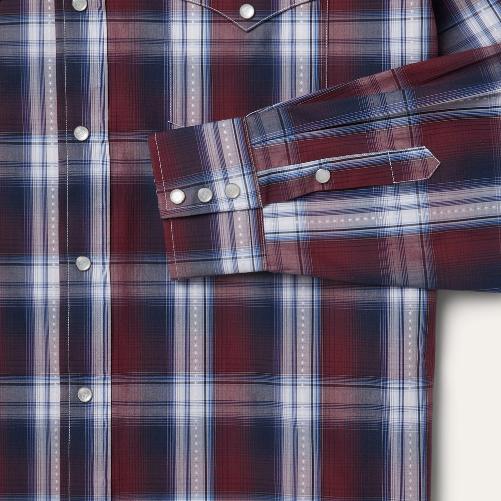 Good Luck Plaid Western Shirt Wine | Stetson Men