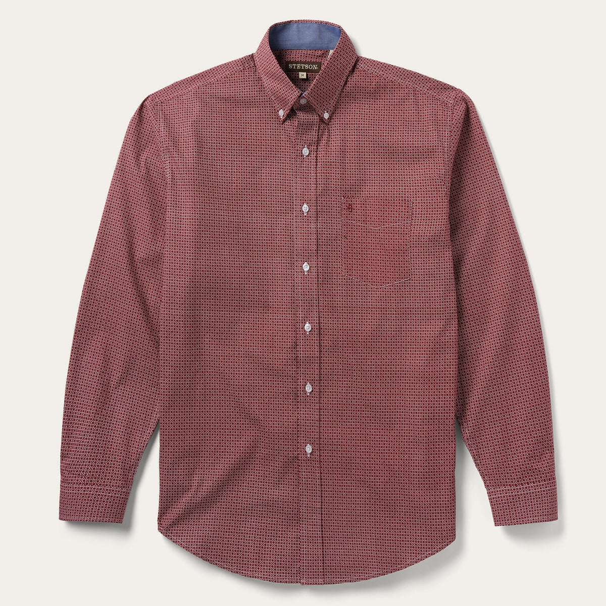 Micro Print Button-Front Shirt Red | Stetson Men