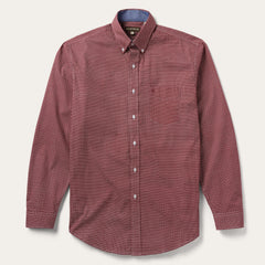 Micro Print Button-Front Shirt Red | Stetson Men
