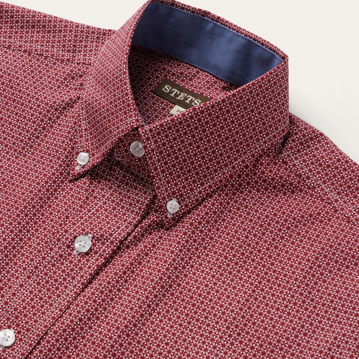 Micro Print Button-Front Shirt Red | Stetson Men