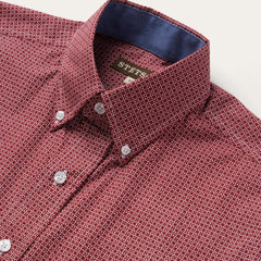Micro Print Button-Front Shirt Red | Stetson Men