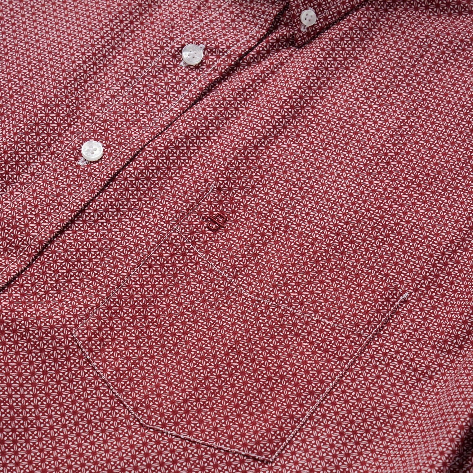 Micro Print Button-Front Shirt Red | Stetson Men