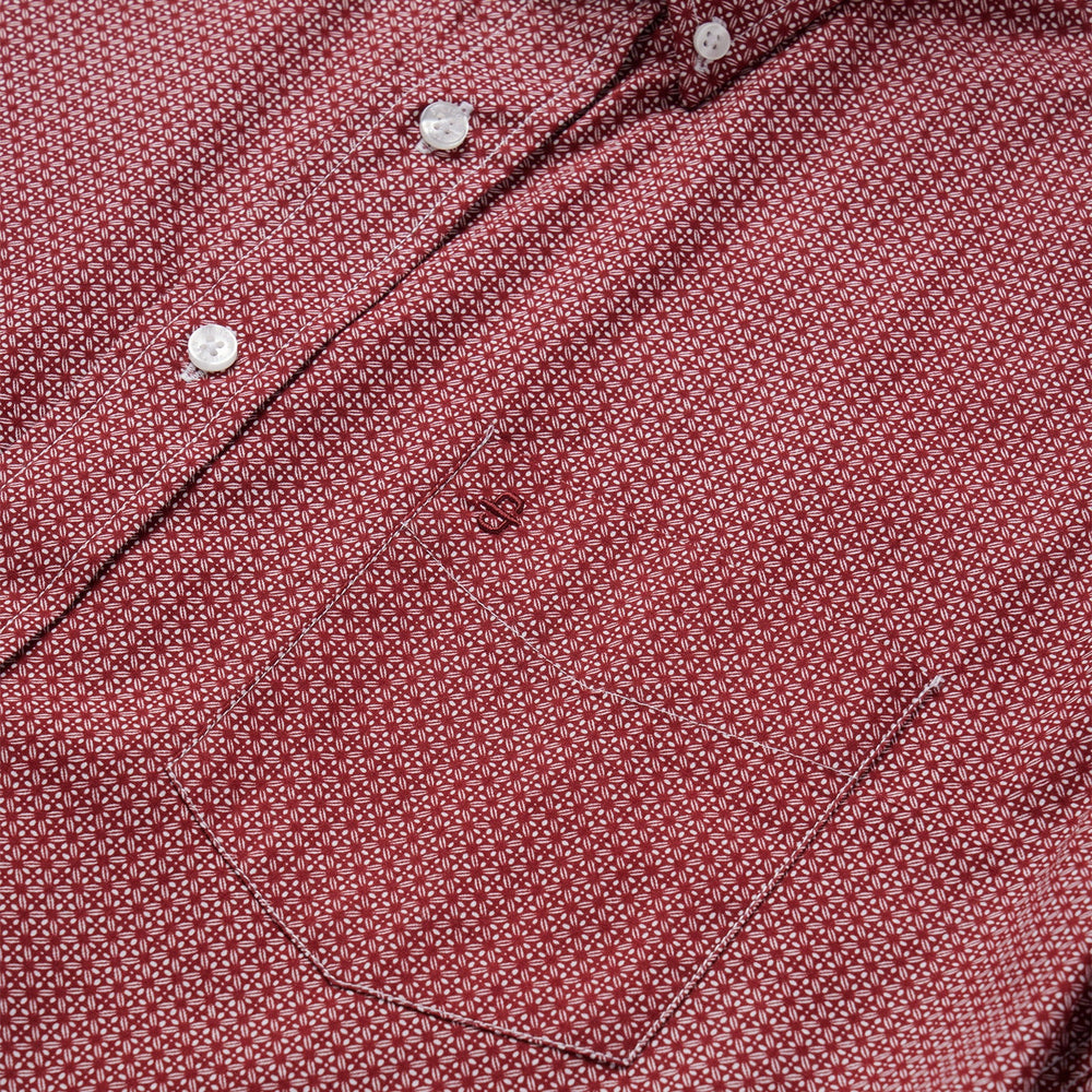 Micro Print Button-Front Shirt Red | Stetson Men