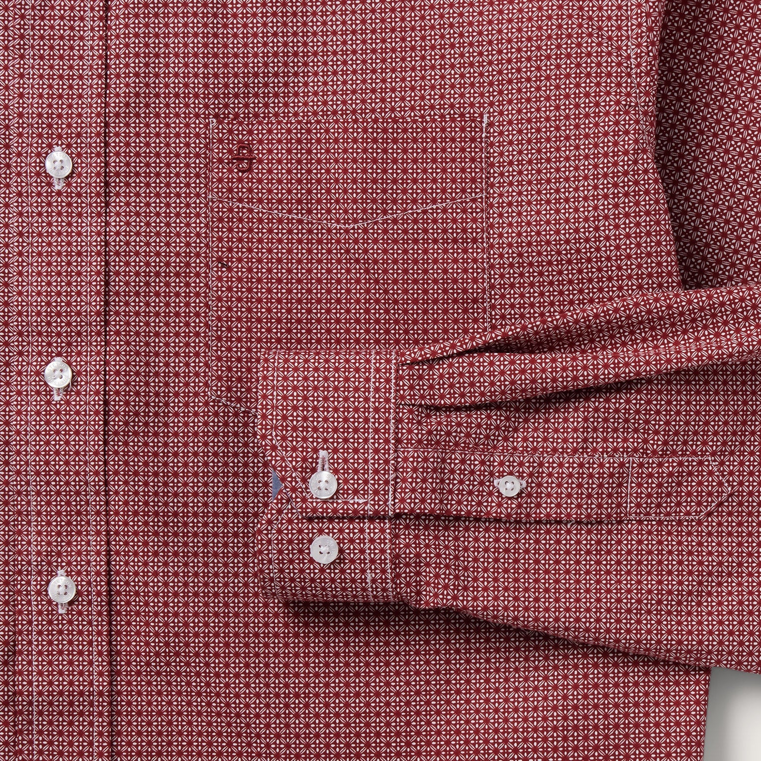 Micro Print Button-Front Shirt Red | Stetson Men