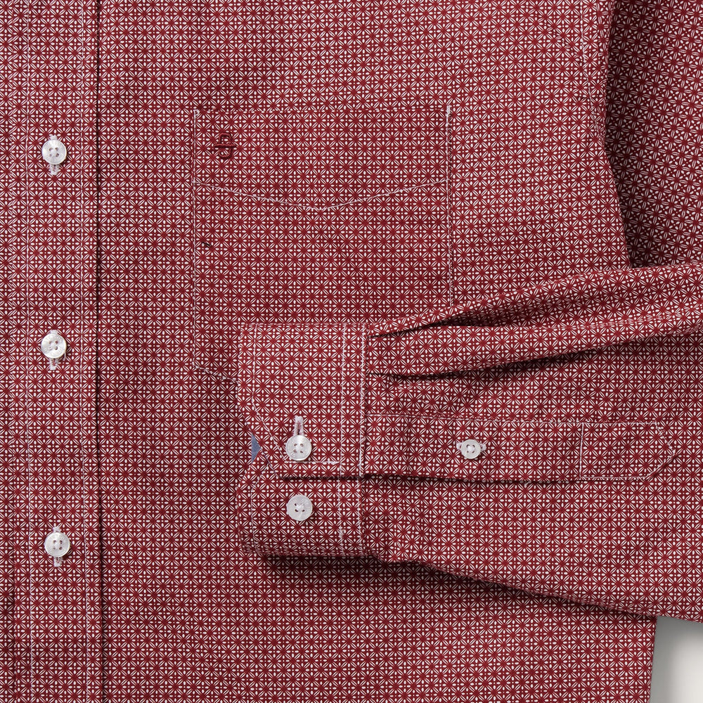 Micro Print Button-Front Shirt Red | Stetson Men