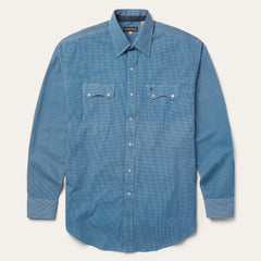 Micro Print Western Shirt Blue | Stetson Men