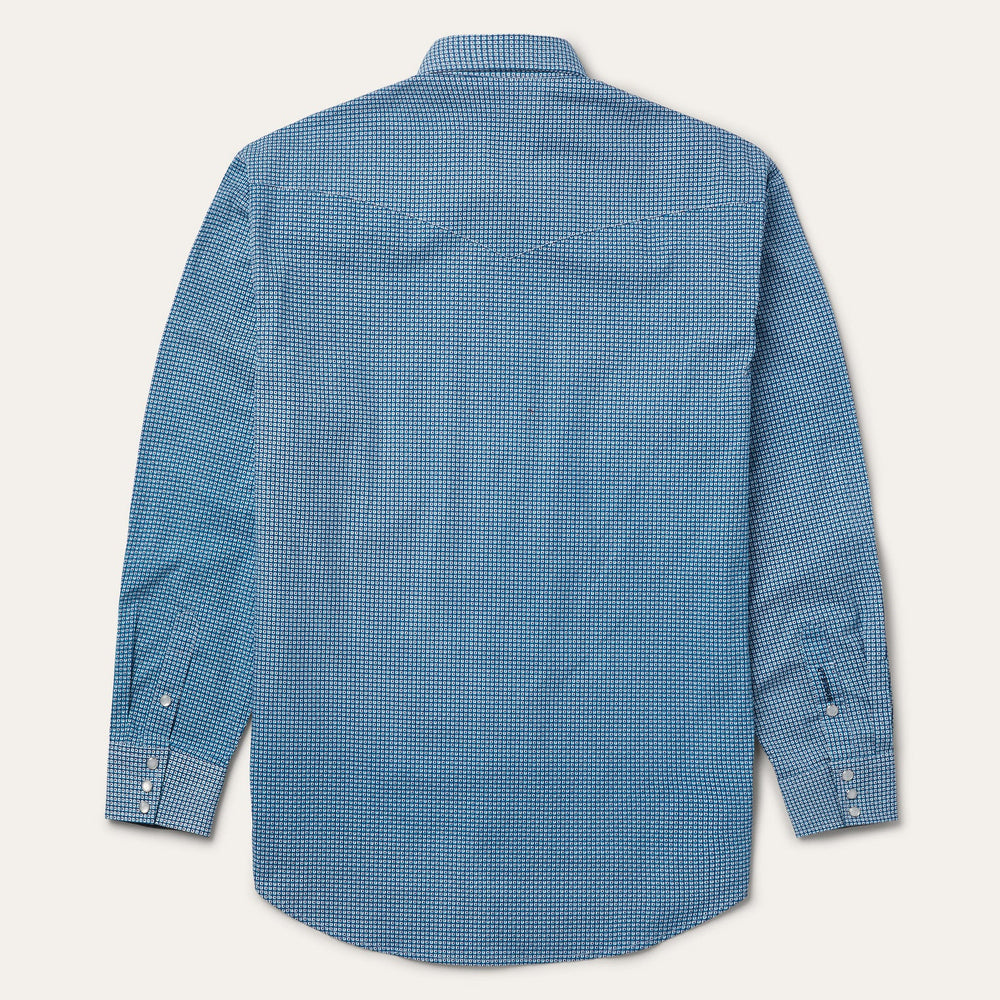Micro Print Western Shirt Blue | Stetson Men