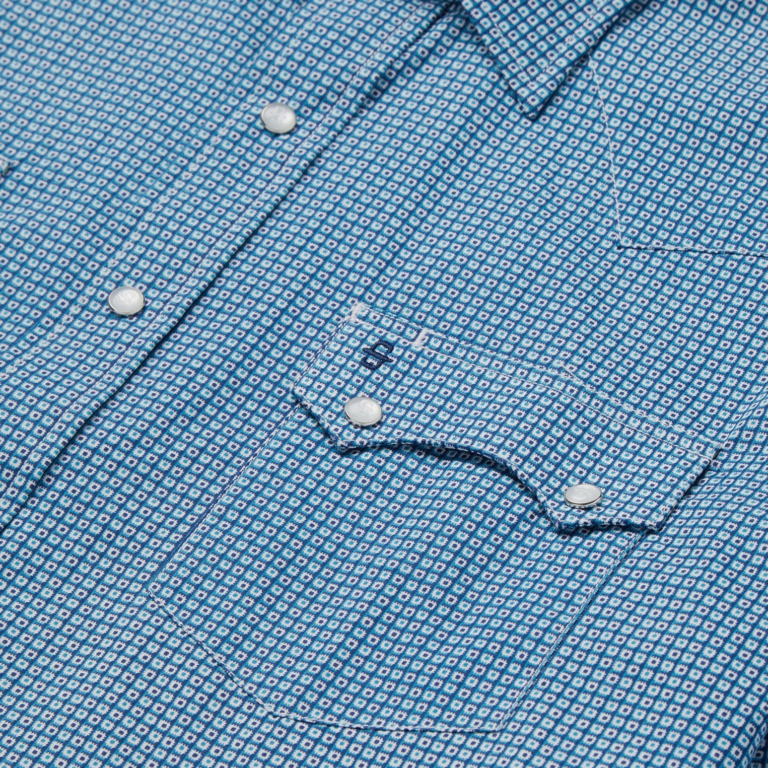 Micro Print Western Shirt Blue | Stetson Men