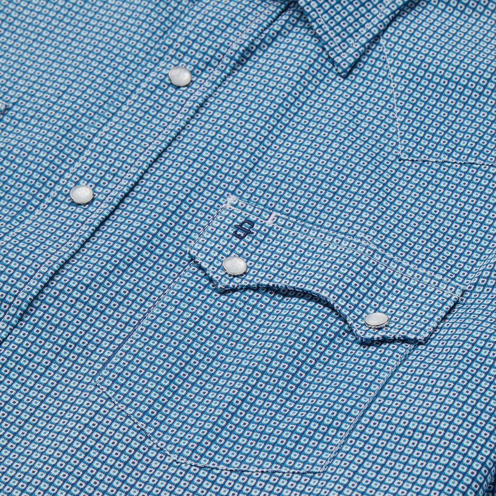 Micro Print Western Shirt Blue | Stetson Men