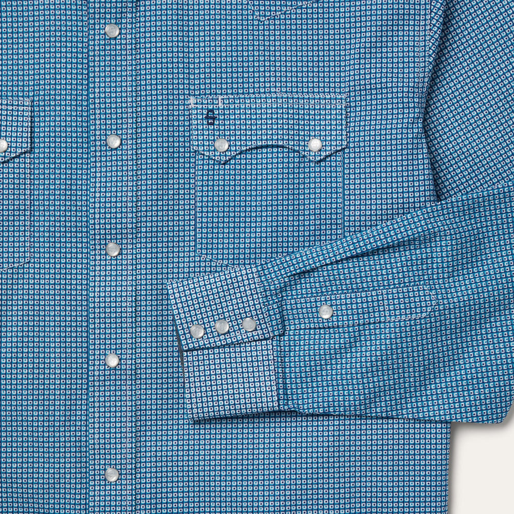 Micro Print Western Shirt Blue | Stetson Men