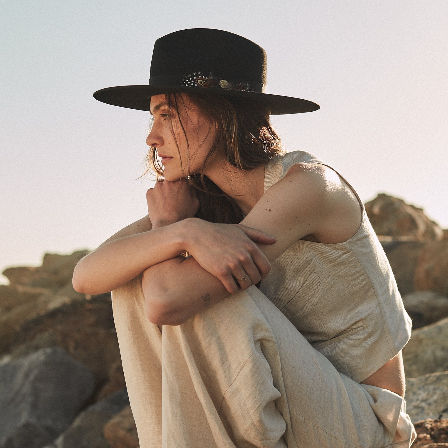 Midtown Wide Flat Brim Hat Black | Stetson Hats