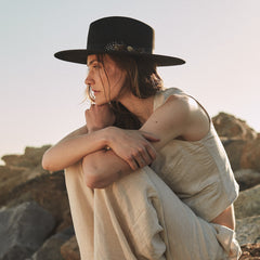 Midtown Wide Flat Brim Hat Black | Stetson Hats