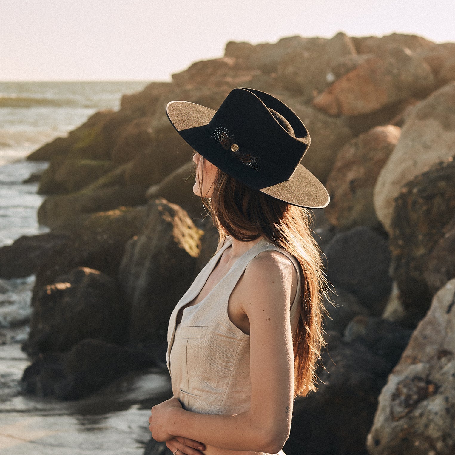 Midtown Wide Flat Brim Hat Black | Stetson Hats