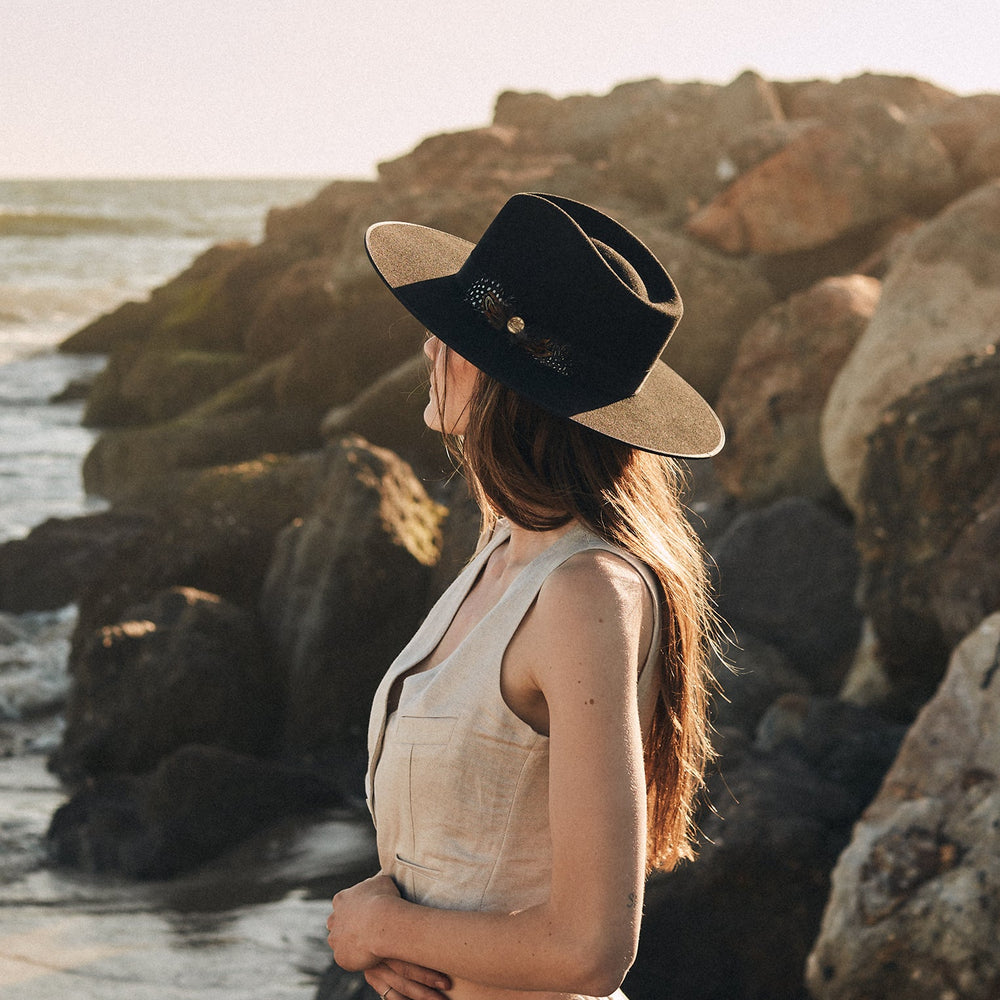 Midtown Wide Flat Brim Hat Black | Stetson Hats