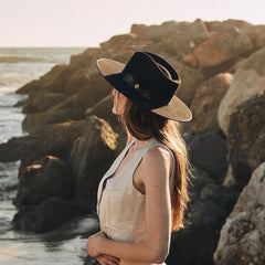 Midtown Wide Flat Brim Hat Black | Stetson Hats