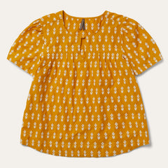 Short-Sleeved Aztec Blouse Yellow | Stetson Women