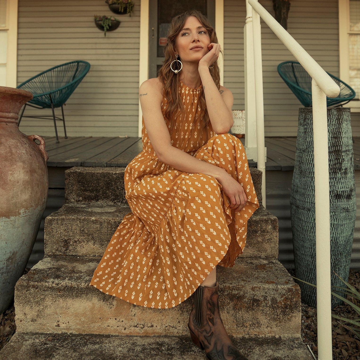 Aztec Dress Yellow | Stetson Women