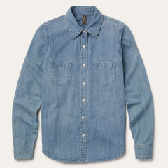 Long-Sleeved Denim Shirt Blue | Stetson Women