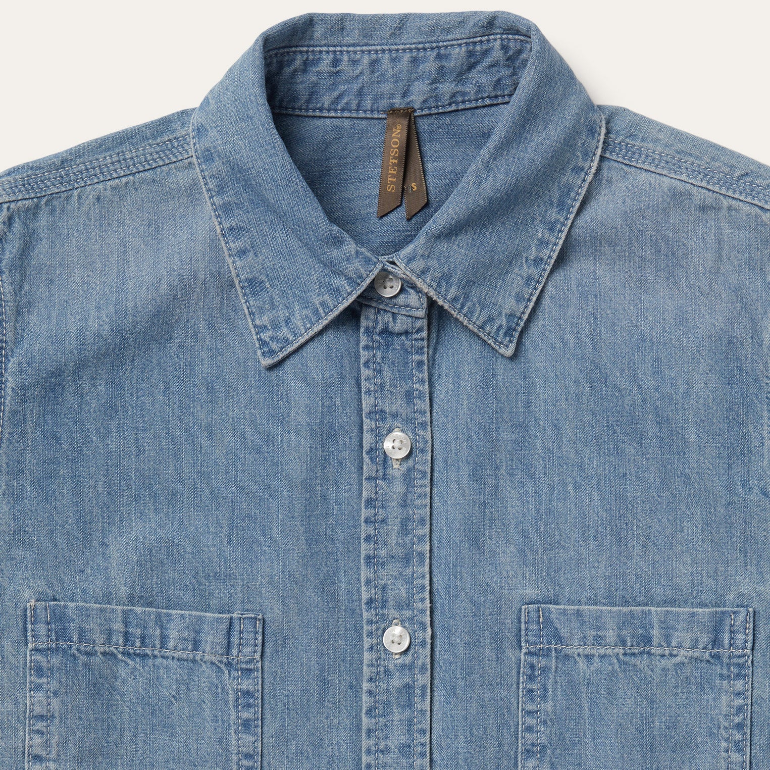 Long-Sleeved Denim Shirt Blue | Stetson Women