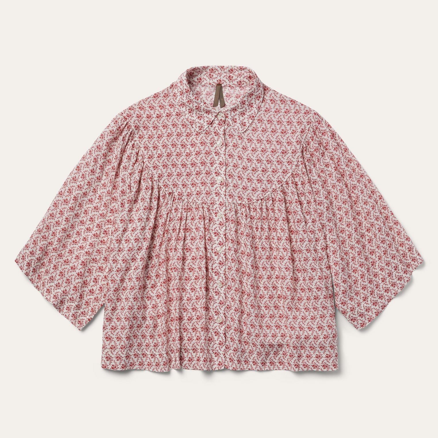 Short-Sleeved Cottage Floral Blouse Red | Stetson Women