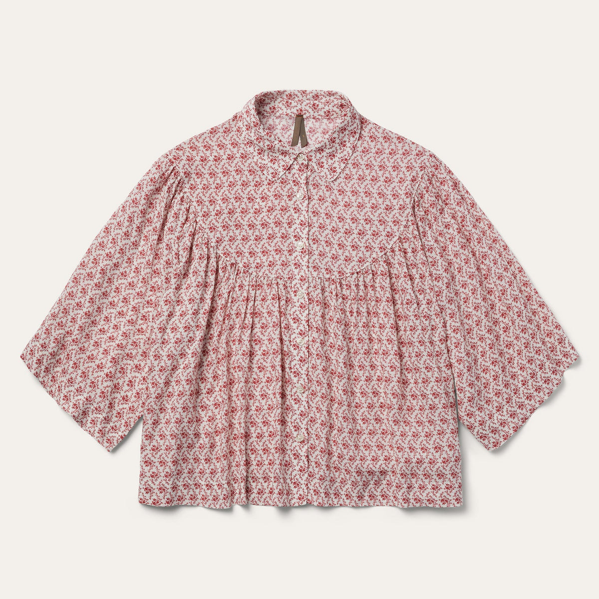 Short-Sleeved Cottage Floral Blouse Red | Stetson Women