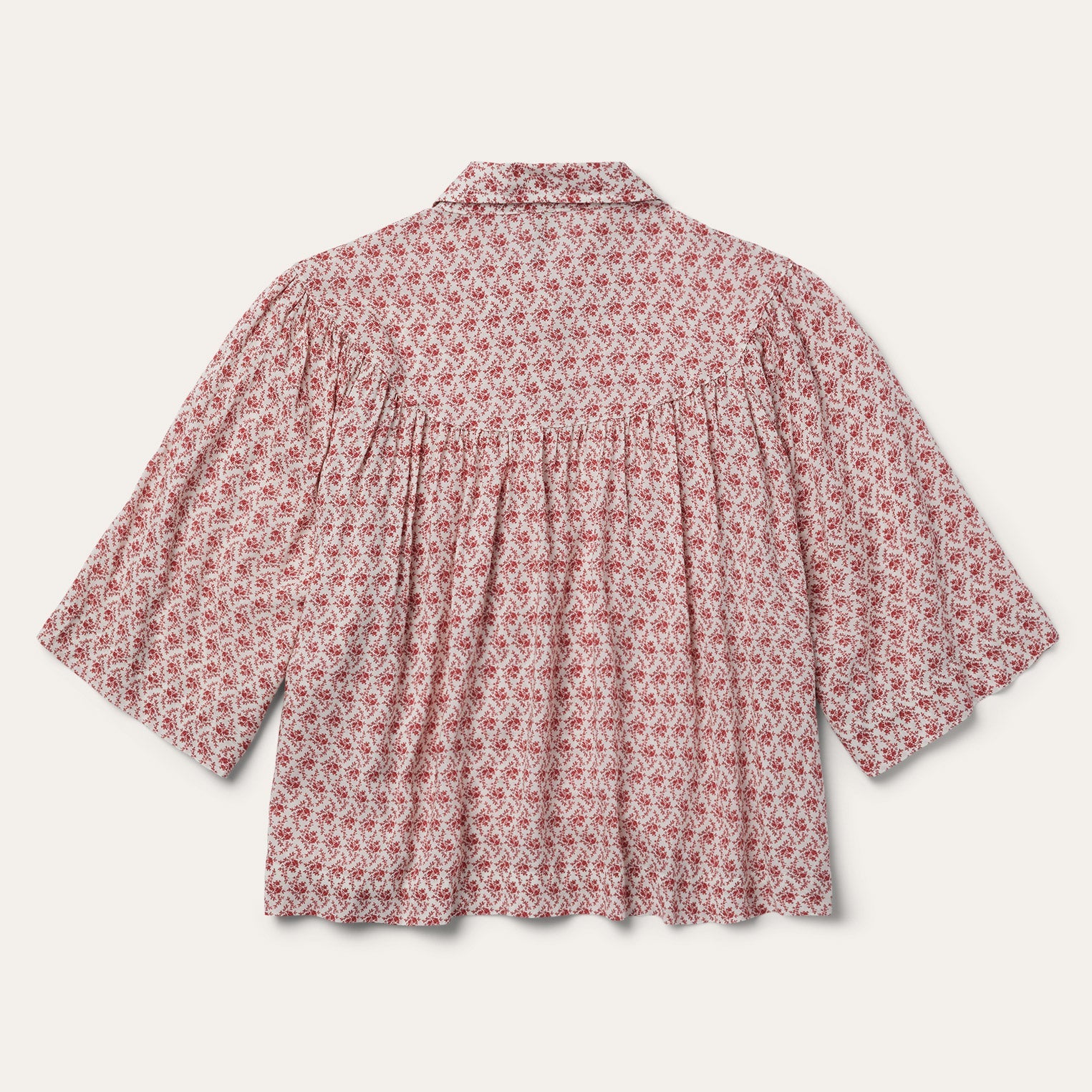 Short-Sleeved Cottage Floral Blouse Red | Stetson Women