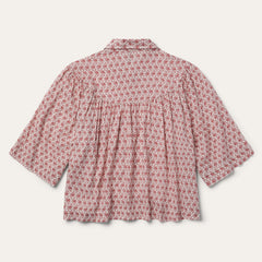 Short-Sleeved Cottage Floral Blouse Red | Stetson Women