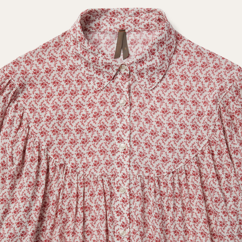 Short-Sleeved Cottage Floral Blouse Red | Stetson Women