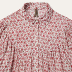 Short-Sleeved Cottage Floral Blouse Red | Stetson Women