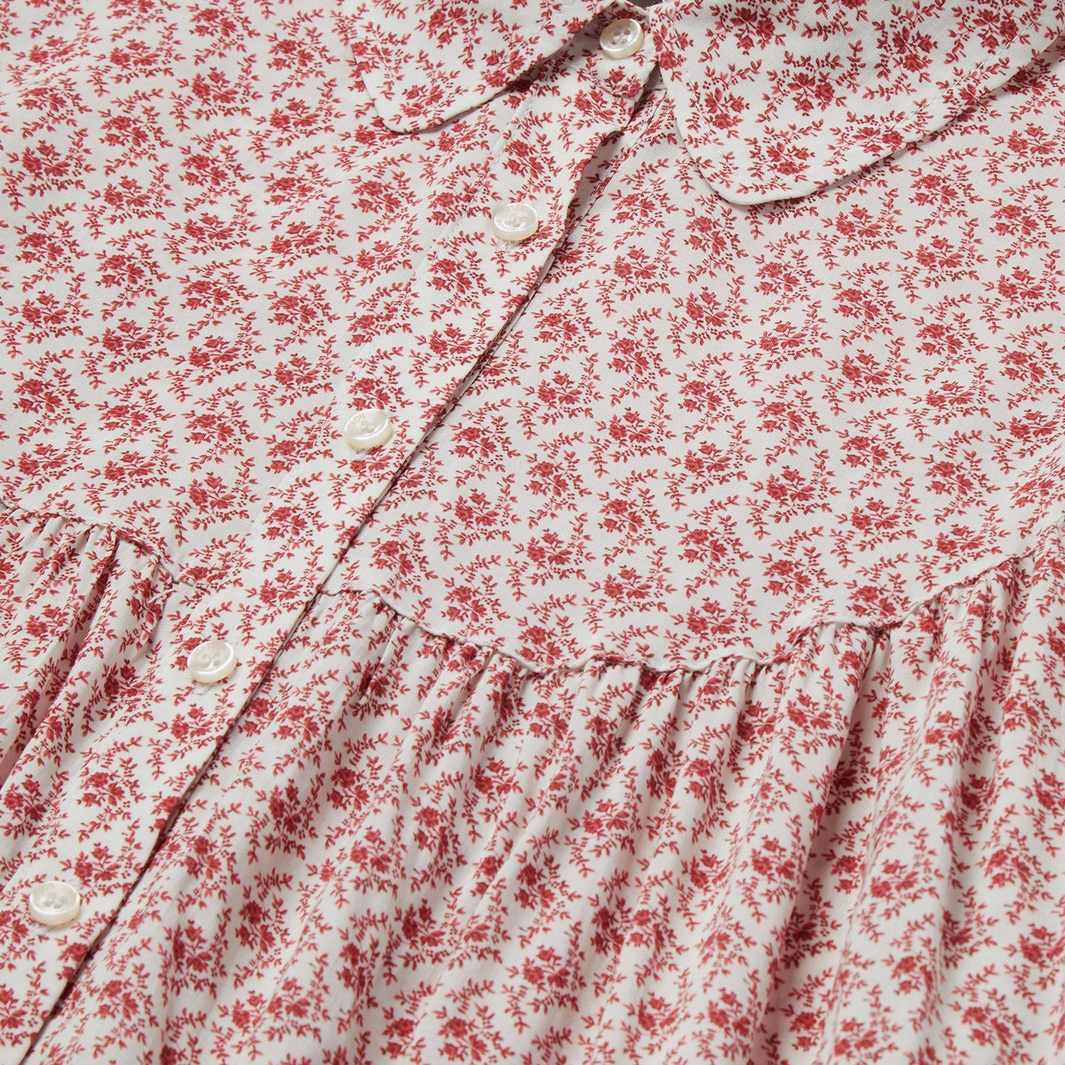 Short-Sleeved Cottage Floral Blouse Red | Stetson Women