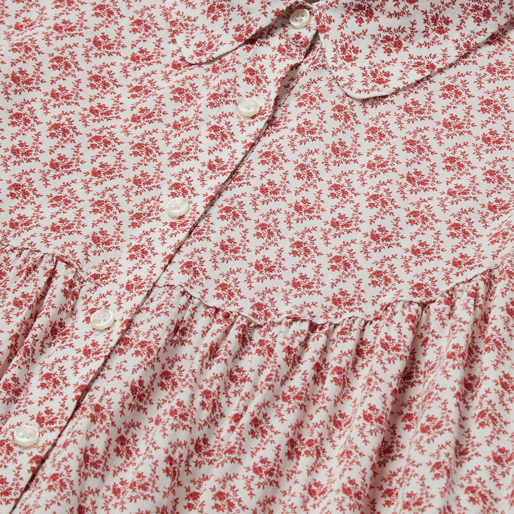 Short-Sleeved Cottage Floral Blouse Red | Stetson Women